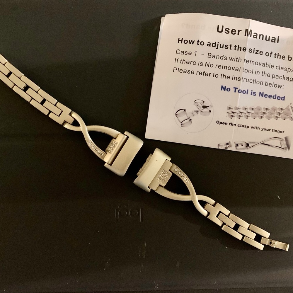 Fitbit jewelry bracelet inset with stones Champagne. Fits Charge 5.